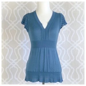 BCBGMaxAzria Little Blue Silk Knitted Top